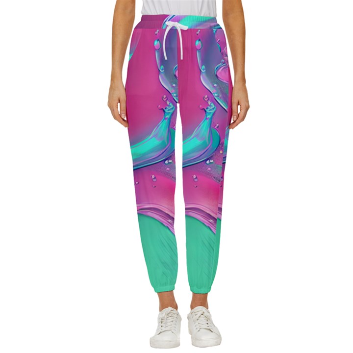 Marble Background - Abstract - Artist - Artistic - Colorful Cropped Drawstring Pants