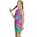 Marble Background - Abstract - Artist - Artistic - Colorful Kids  Halter Collar Waist Tie Chiffon Dress View2