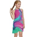 Marble Background - Abstract - Artist - Artistic - Colorful Kids  Halter Collar Waist Tie Chiffon Dress View3