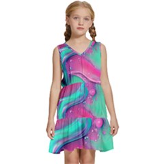 Marble Background - Abstract - Artist - Artistic - Colorful Kids  Sleeveless Tiered Mini Dress by GardenOfOphir