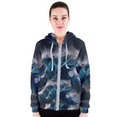 Tsunami Waves Ocean Sea Water Rough Seas 5 Women s Zipper Hoodie