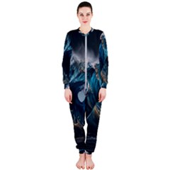 Tsunami Waves Ocean Sea Water Rough Seas 5 Onepiece Jumpsuit (ladies)