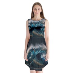 Tsunami Waves Ocean Sea Water Rough Seas 5 Sleeveless Chiffon Dress   by Pakemis