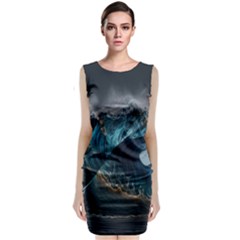 Tsunami Waves Ocean Sea Water Rough Seas 5 Sleeveless Velvet Midi Dress