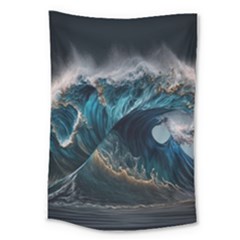 Tsunami Waves Ocean Sea Water Rough Seas 5 Large Tapestry