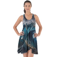 Tsunami Waves Ocean Sea Water Rough Seas 5 Show Some Back Chiffon Dress by Pakemis