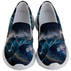 Tsunami Waves Ocean Sea Water Rough Seas 5 Kids Lightweight Slip Ons by Pakemis