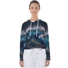 Tsunami Waves Ocean Sea Water Rough Seas 5 Women s Slouchy Sweat by Pakemis