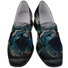 Tsunami Waves Ocean Sea Water Rough Seas 5 Women s Chunky Heel Loafers by Pakemis