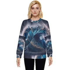 Tsunami Waves Ocean Sea Water Rough Seas 5 Hidden Pocket Sweatshirt