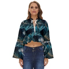 Tsunami Waves Ocean Sea Water Rough Seas 5 Boho Long Bell Sleeve Top