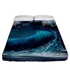 Tsunami Waves Ocean Sea Water Rough Seas 2 Fitted Sheet (king Size) by Pakemis