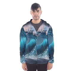 Tsunami Waves Ocean Sea Water Rough Seas 2 Men s Hooded Windbreaker