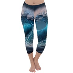 Tsunami Waves Ocean Sea Water Rough Seas 2 Capri Winter Leggings 