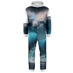 Tsunami Waves Ocean Sea Water Rough Seas 2 Hooded Jumpsuit (men)