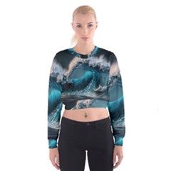 Tsunami Waves Ocean Sea Water Rough Seas 2 Cropped Sweatshirt