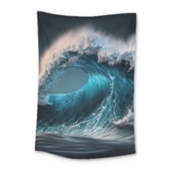 Tsunami Waves Ocean Sea Water Rough Seas 2 Small Tapestry