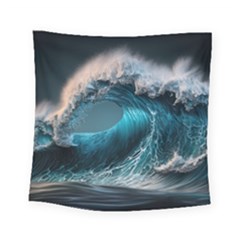 Tsunami Waves Ocean Sea Water Rough Seas 2 Square Tapestry (small)