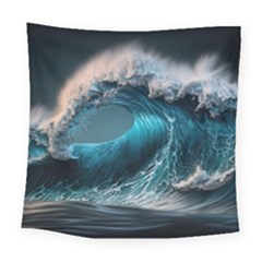 Tsunami Waves Ocean Sea Water Rough Seas 2 Square Tapestry (large)