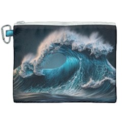 Tsunami Waves Ocean Sea Water Rough Seas 2 Canvas Cosmetic Bag (xxl) by Pakemis