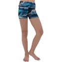 Tsunami Waves Ocean Sea Water Rough Seas 2 Kids  Lightweight Velour Yoga Shorts View1