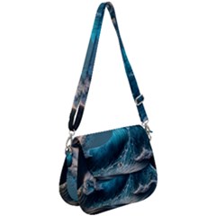 Tsunami Waves Ocean Sea Water Rough Seas 2 Saddle Handbag by Pakemis