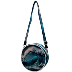 Tsunami Waves Ocean Sea Water Rough Seas 2 Crossbody Circle Bag by Pakemis