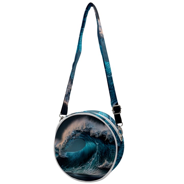 Tsunami Waves Ocean Sea Water Rough Seas 2 Crossbody Circle Bag