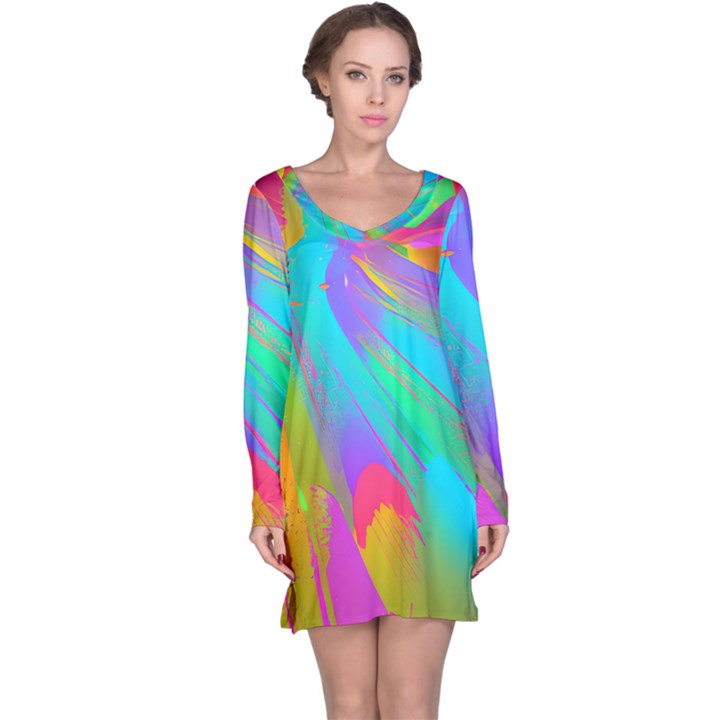 Curvy Contemporary - Flow - Modern - Contemporary Art - Beautiful Long Sleeve Nightdress