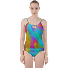 Curvy Contemporary - Flow - Modern - Contemporary Art - Beautiful Cut Out Top Tankini Set by GardenOfOphir