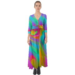 Curvy Contemporary - Flow - Modern - Contemporary Art - Beautiful Button Up Boho Maxi Dress by GardenOfOphir