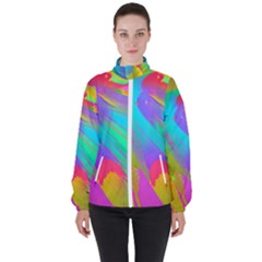 Curvy Contemporary - Flow - Modern - Contemporary Art - Beautiful Women s High Neck Windbreaker by GardenOfOphir