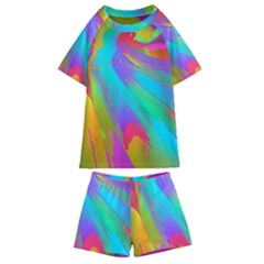 Curvy Contemporary - Flow - Modern - Contemporary Art - Beautiful Kids  Swim Tee And Shorts Set by GardenOfOphir