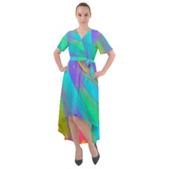 Curvy Contemporary - Flow - Modern - Contemporary Art - Beautiful Front Wrap High Low Dress by GardenOfOphir