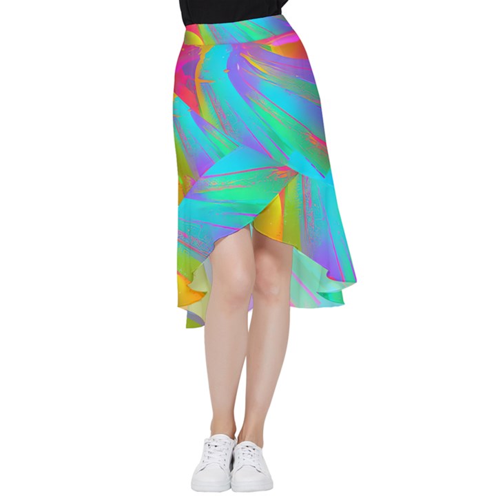 Curvy Contemporary - Flow - Modern - Contemporary Art - Beautiful Frill Hi Low Chiffon Skirt