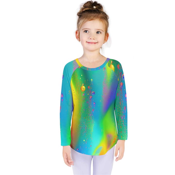 Liquid Shapes - Fluid Arts - Watercolor - Abstract Backgrounds Kids  Long Sleeve Tee