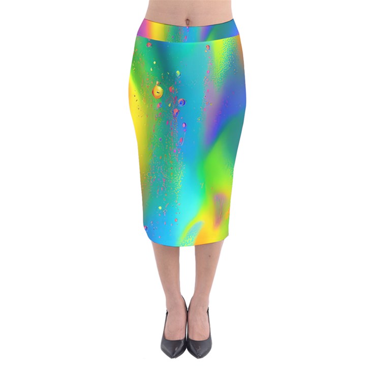 Liquid Shapes - Fluid Arts - Watercolor - Abstract Backgrounds Velvet Midi Pencil Skirt