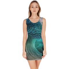 Tsunami Waves Ocean Sea Water Rough Seas Bodycon Dress by Pakemis