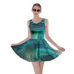 Tsunami Waves Ocean Sea Water Rough Seas Skater Dress by Pakemis