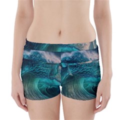 Tsunami Waves Ocean Sea Water Rough Seas Boyleg Bikini Wrap Bottoms by Pakemis