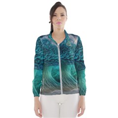 Tsunami Waves Ocean Sea Water Rough Seas Women s Windbreaker