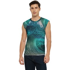 Tsunami Waves Ocean Sea Water Rough Seas Men s Raglan Cap Sleeve Tee by Pakemis