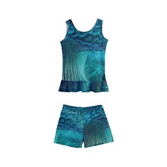 Tsunami Waves Ocean Sea Water Rough Seas Kids  Boyleg Swimsuit by Pakemis