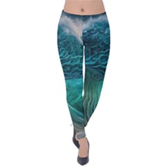 Tsunami Waves Ocean Sea Water Rough Seas Velvet Leggings