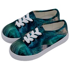 Tsunami Waves Ocean Sea Water Rough Seas Kids  Classic Low Top Sneakers by Pakemis