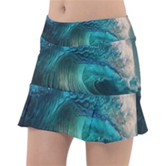 Tsunami Waves Ocean Sea Water Rough Seas Classic Tennis Skirt by Pakemis