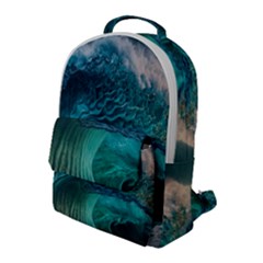 Tsunami Waves Ocean Sea Water Rough Seas Flap Pocket Backpack (large)