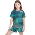 Tsunami Waves Ocean Sea Water Rough Seas Kids  Tee And Sports Shorts Set View1