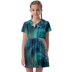 Tsunami Waves Ocean Sea Water Rough Seas Kids  Asymmetric Collar Dress by Pakemis