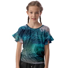 Tsunami Waves Ocean Sea Water Rough Seas Kids  Cut Out Flutter Sleeves by Pakemis